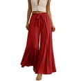 thumbnail image 2 of Bloomae Wide Leg Palazzo Pants for Women Dressy Tie Front Drawstring High Waisted Flowy Pleated Trousers Loose Fit Casual Summer Vacation Pants, 2 of 6