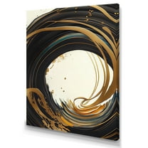 Designart Black And Gold Circle I Canvas Wall Art