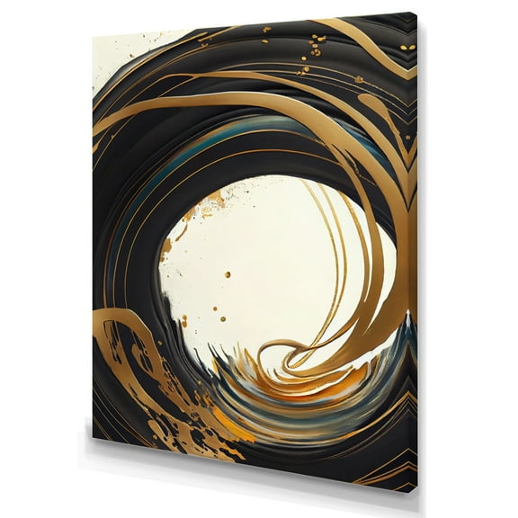 Designart Black And Gold Circle I Canvas Wall Art