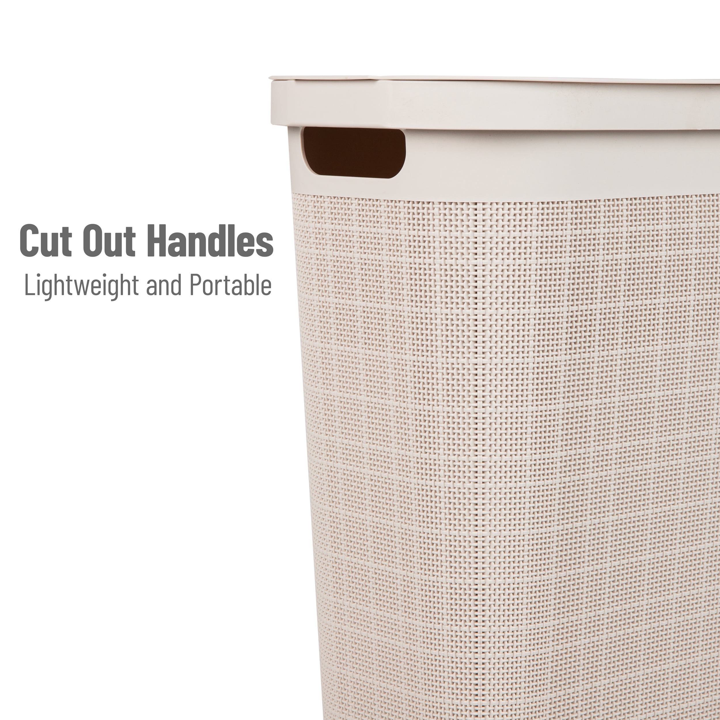Mind Reader 40L Slim Laundry Hamper, Clothes Basket, Plastic, Adult 18.5”L x 10.75”W x 23.5”H, Ivory