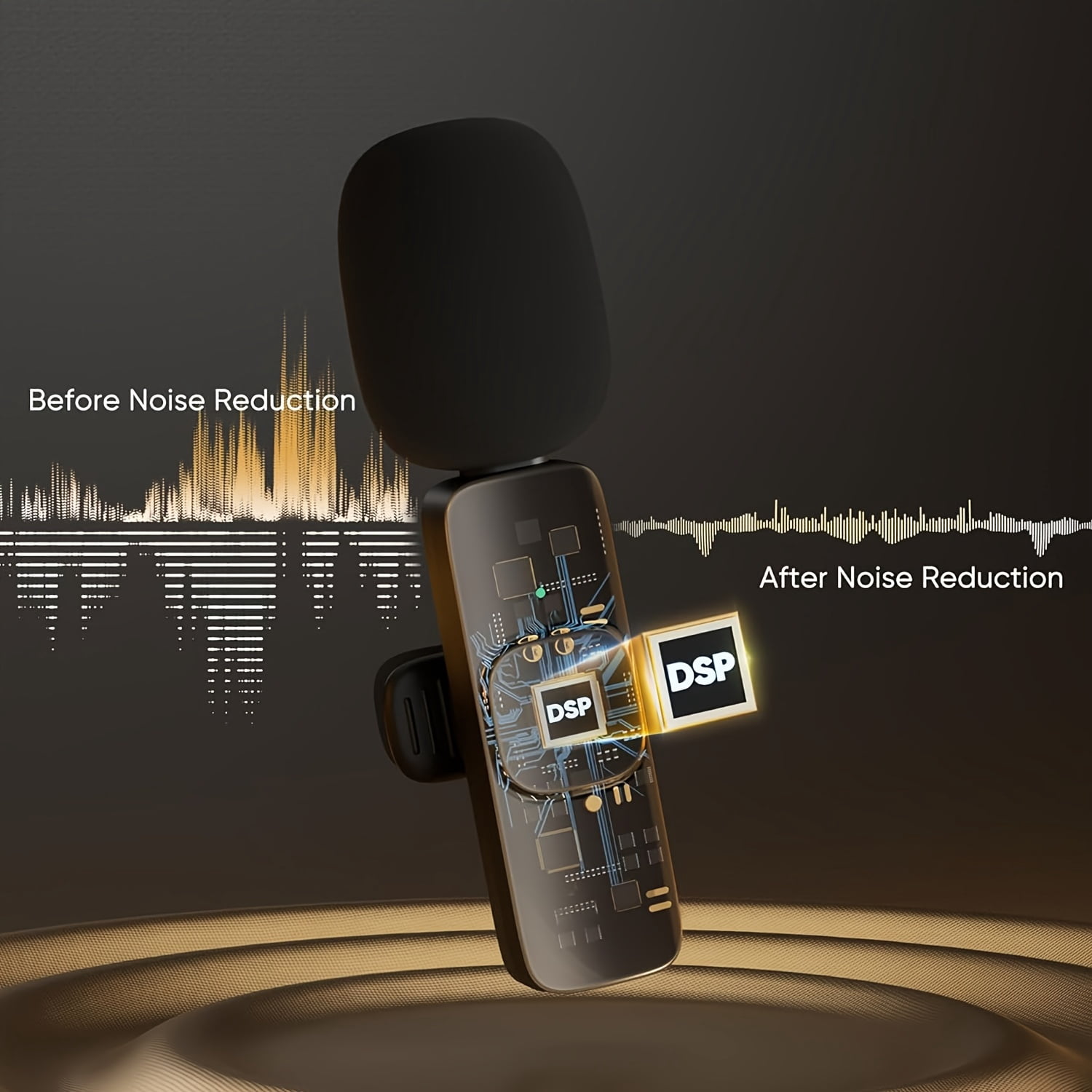 Wireless Lavalier Microphone with 1-Touch Recording, Clip-On, USB-C, Omnidirectional, for Streaming, USB Rechargeable, Plug & Play