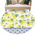 thumbnail image 2 of Round Area Rug 8 Ft, Yellow Lemons Washable Non-Slip Circle Carpet for Living Room/Bedroom, Watercolor Summer Botanical Elegant Pastoral Collection Low-Profile Large Area Rugs for Indoor, 2 of 7