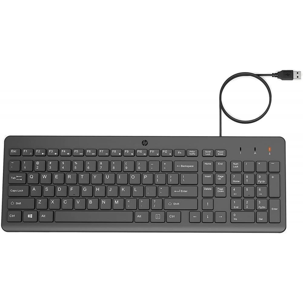HP 150 Wired Keyboard Black FullSized, Keyboard with Numeric Keypad