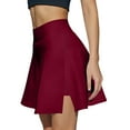 thumbnail image 2 of Xyxonk Skorts for Women with Pockets Side Slit Tennis Athletic Skirt with Pockets Dressy Casual High Waisted Mini Skirt Trendy Workout Solid Color Sport Skorts Wine S, 2 of 4