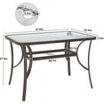 thumbnail image 5 of SogesPower Tempered Glass Patio Dining Table with Umbrella Hole Metal Frame, Brown, 5 of 6