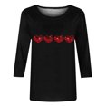 thumbnail image 4 of Plebaso Chemises à Manches 3/4 pour Femmes Mignonnes avec Cœur Hauts Amples Décontractés Blouses à Col Rond T-Shirts Imprimés, 4 of 4