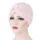 thumbnail image 4 of Gorro de quimioterapia con capucha de tela elástica con forma de cruz en la frente y base de color caramelo, 4 of 6
