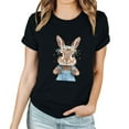 thumbnail image 3 of Pantalones Cortos para las Mujeres Sexy Pascua Moda Impresión Cuello Redondo Tee, Poliéster Ligero Casual Top para Primavera Verano Diario, Blusa de Suéter, 3 of 4