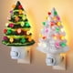 thumbnail image 4 of Ounissouiy Lámpara creativa con enchufe de pared para árbol de Navidad, luz de ambiente de Papá Noel de dibujos animados de resina resistente y Iluminación navideña blanco, 4 of 6