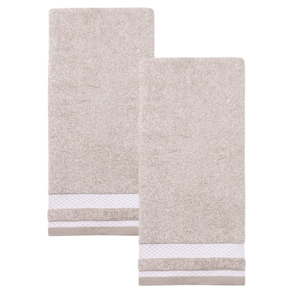 Unique Bargains Cotton Hand Towels with Textured Stripe Border Camel 29" x 13"