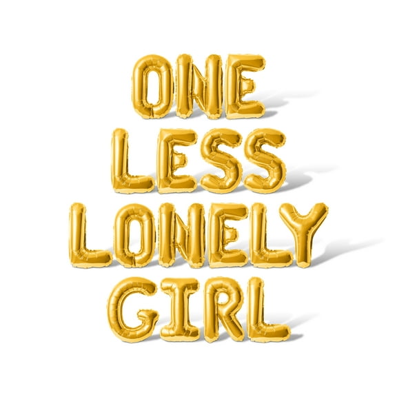 Letter Balloons - ONE LESS LONELY GIRL 16" Inch Alphabet Letters Foil Mylar Balloon Bachelorette or Bridal Shower Party Banner (Gold)