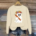 thumbnail image 4 of Funny Halloween Sweatshirts for Women Long Sleeve Crewneck Cute Ghost Skeleton Pumpkin Graphic Sweatshirt Pullover Top, 4 of 5