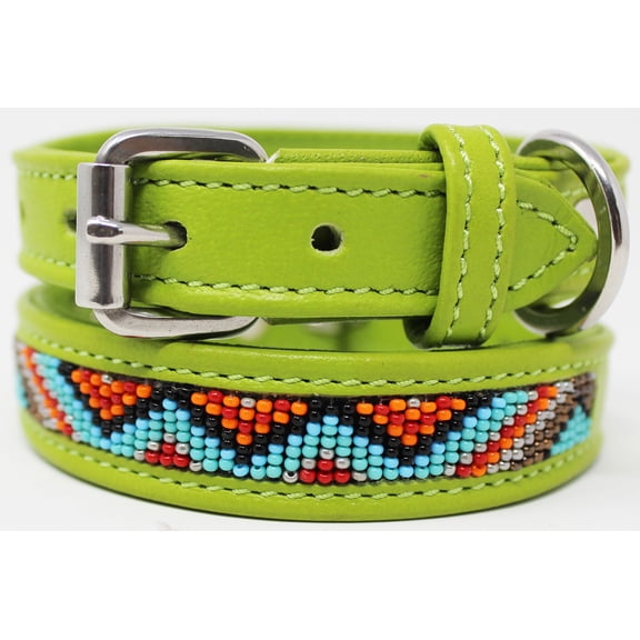 XSmall 9''- 13'' Soft Genuine Leather Beaded Padded Dog Puppy Collar  60RT12LG