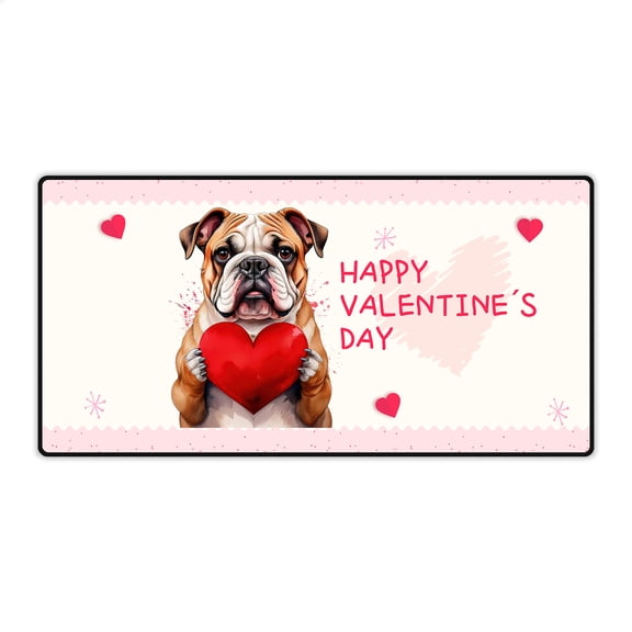 Happy Valentine's Day Bulldog Brings Love Heart Desk Mat Full Keyboard Mouse Pad Dog Lover Gifts Idea Large Mousepad - 02028