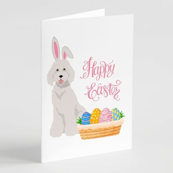 Standard White Poodle Easter Greeting Cards and Envelopes Pack of 8 7 in x 5 in