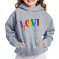 thumbnail image 2 of Fjofpr Girls Hoodies Boys Hoodies Boys And Girls Casual Long Sleeve Hoodies Cute Oversized Fleece Pocket Sweatshirt Tops Gray 11 Years, 2 of 4