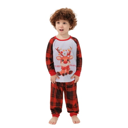 

Tetyseysh Matching Family Pajamas Sets Christmas PJ s Long Sleeve Tops with Plaid Pants Suit