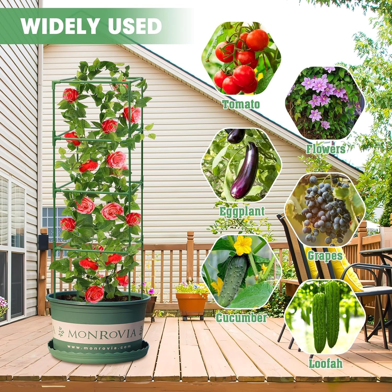 MQHUAYU 6 Pack Green Square Tomato Cages, 41.7" Heavy Duty Plant Support Cages with 20 Plant Clips, Plastic-Coated Steel Rust-Resistant Trellis for Garden Climbing Vegetables, Flowers and Fruits