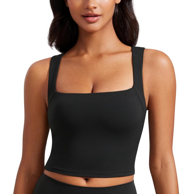 Sujetador deportivo CRZ YOGA Butterluxe Longline con cuello cuadrado negro