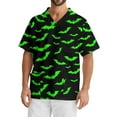 thumbnail image 5 of Domuza Scrub Top Men Oversized V-Neck Short Sleeve Spooky Funny Print Caregiver Top Soft Comfort Elastic Working Blouse with Pockets Fluorescent Green 4XL, 5 of 5