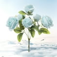 thumbnail image 3 of Zcyifa artificial flower Simulation Flowers Silk Flowers Artificial 7 Heads Rose Bouquet for Home Bridal Wedding Party Festival Decor (Sky-blue), 3 of 10