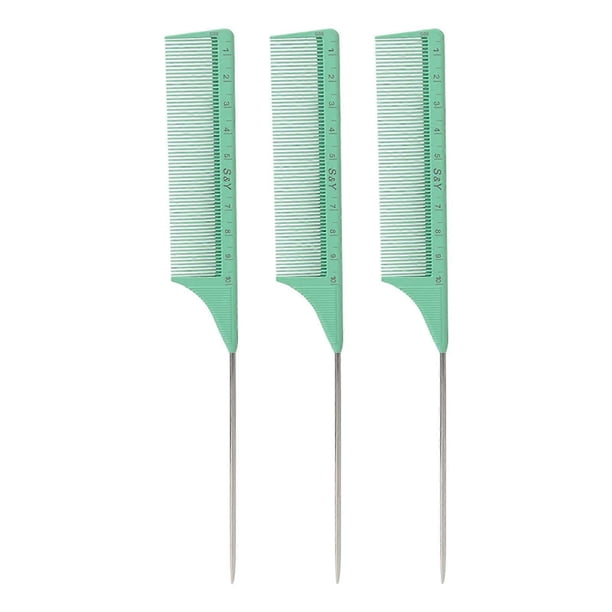 Juego de 3 peines para peinar el cabello, peine de cola antiestático profesional con mango ergonómico de ABS para desenredar.