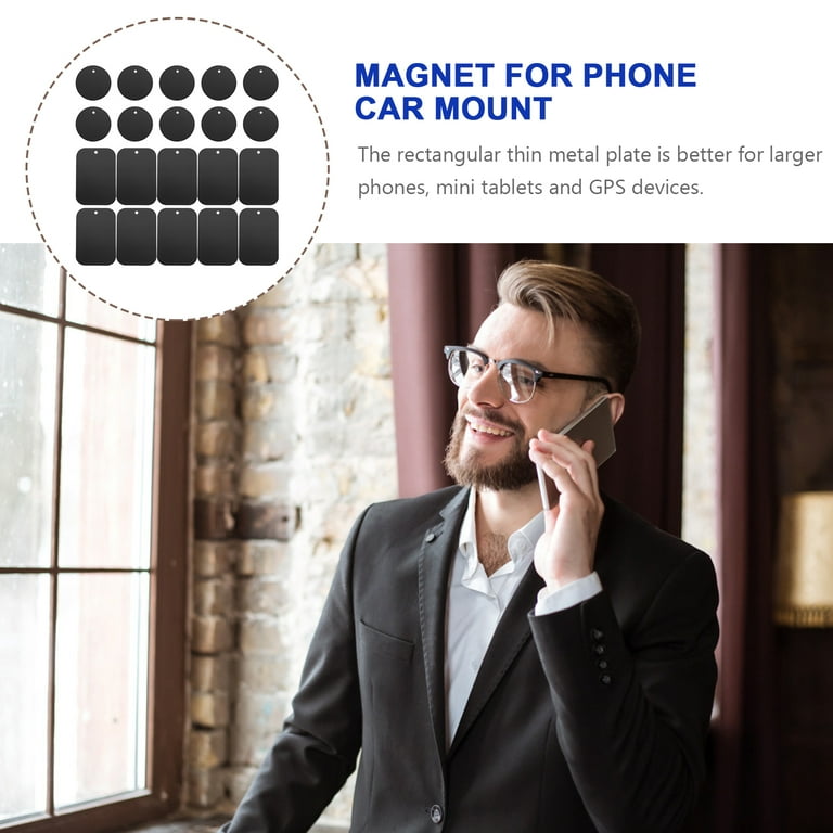 20pcs Universal Metal Plate for Magnetic Phone Car Mount Holders Magnet Plates (Black), Size: 6.5x4.5cm