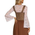 thumbnail image 3 of INSPIRE CHIC Vintage Vest for Women's Lace Zipper Up Cropped Jacket Wide Strap Sleeveless Waistcoat Vests XS Brown, 3 of 6