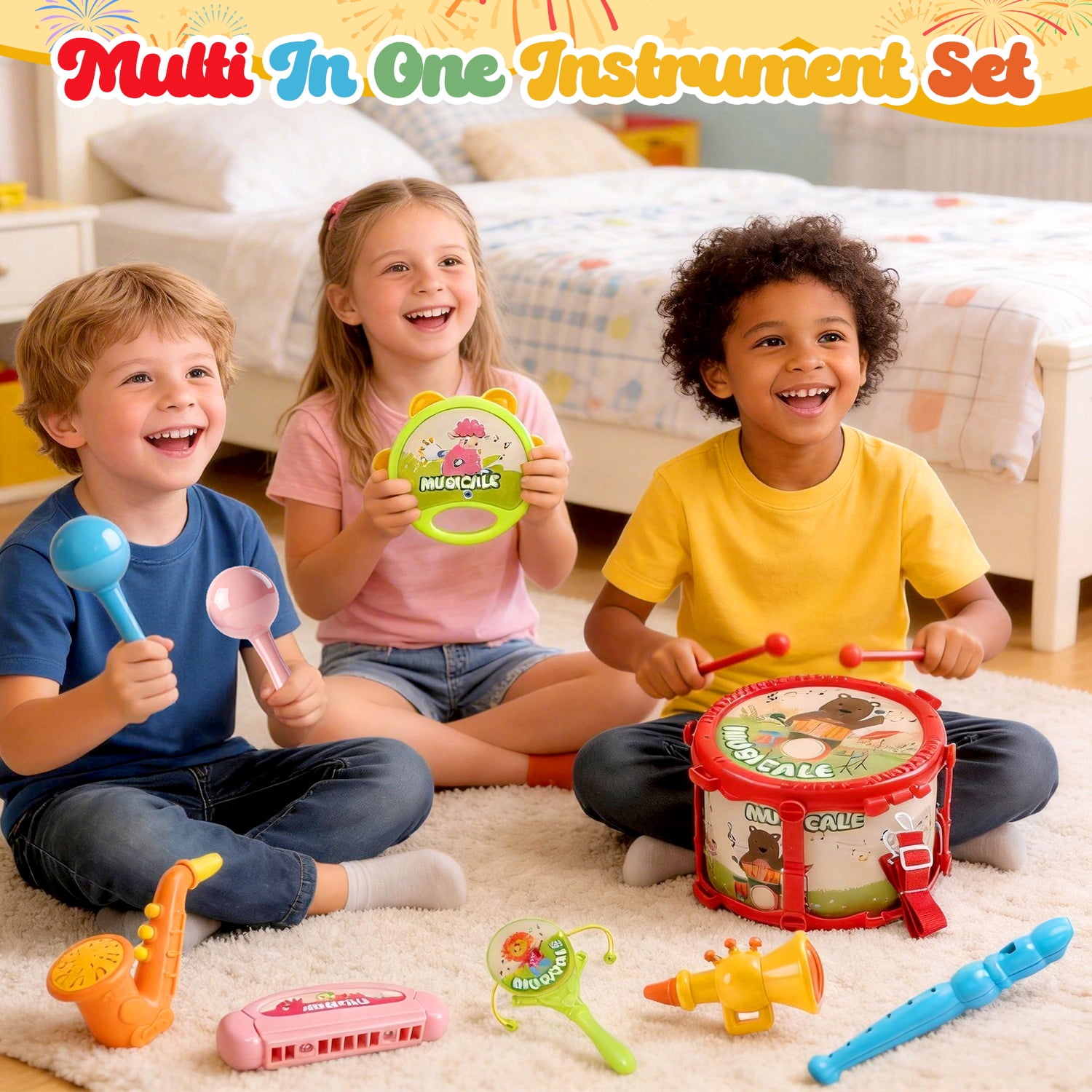 Caunedy Baby Musical Instruments Set,Montessori Toys for Toddlers 3-8,Preschool Educational Kids Gifts,Christmas Birthday Gifts for Boys Girls