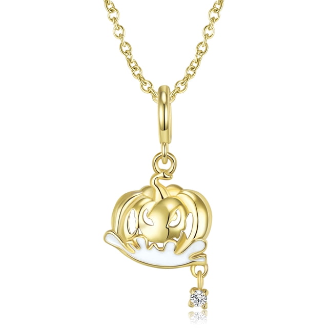 S925 Joyería de plata de Halloween Collar de calabaza del diablo Joyería con colgante de calavera Regalos para mujeres y niñas (Oro) oso de fresa Electrónica