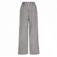 thumbnail image 5 of ClodeEU Women's Plaid Wide Leg Trousers with Elastic Waist,Lounge Y2k Trousers with Pocket Coffee,Womens Plus S, 5 of 8