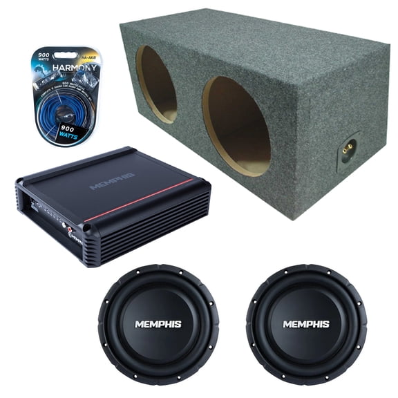 Rear Angle Sealed Dual Enclosure w/ SRXS1040 10" 500W RMS Sub, SRX500D.1 500W Amplifier, 8GA Amp Kit