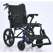 YEBEI Lightweight Transport Wheelchair Foldable, Double-Brake Design Wheelchair with Self-Propelled for Seniors with 20-Inch Large Rear Wheel Support 230Lbs Black
