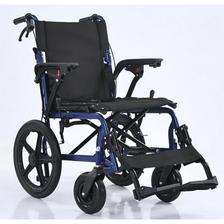 YEBEI Lightweight Transport Wheelchair Foldable, Double-Brake Design Wheelchair with Self-Propelled for Seniors with 20-Inch Large Rear Wheel Support 230Lbs Black