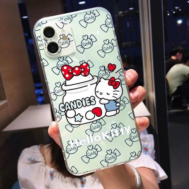 Funda transparente para iPhone 13 Pro Max, carcasa de Hello kitty Cat para iPhone 14 13 12 11 Pro Max Mini 6 6s 7 8 Plus X XR XS Max, color blanco zhangmengya LED