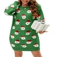 thumbnail image 1 of Robe Chandail de Noël pour Femmes Imprimé Père Noël Col Rond Manches Longues Robe Tunique Décontractée Automne Hiver, 1 of 4
