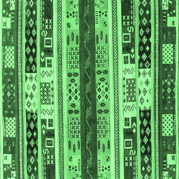 Ahgly Company Indoor Square Abstract Emerald Green Modern Area Rugs, 6' Square