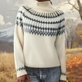 thumbnail image 2 of Arlun Womens Fair Isle Sweaters Vintage Argyle Iceland Oversized Sweaters Colorful Crew Neck Loose Comfortable Knit Tops Long Sleeve Fall Winter Warm Pullover Tops Light Gray L, 2 of 4