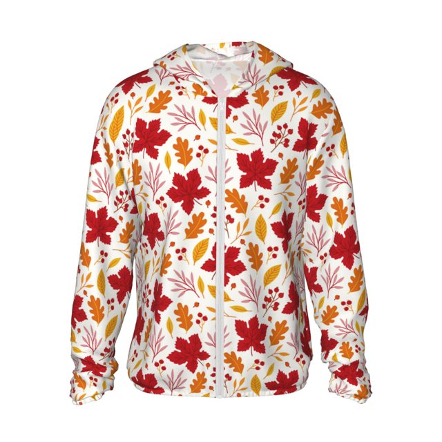Balery fall laef Maple Sudadera ligera de manga larga con capucha y protección solar UPF 50+ para hombre y mujer, ideal para pesca y running-Medium