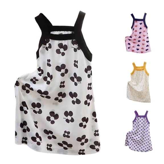 Toddler Girl Dress Sleeveless Adorable Print Design Elegant Gown Cozy Classic for Casual Dress Set
