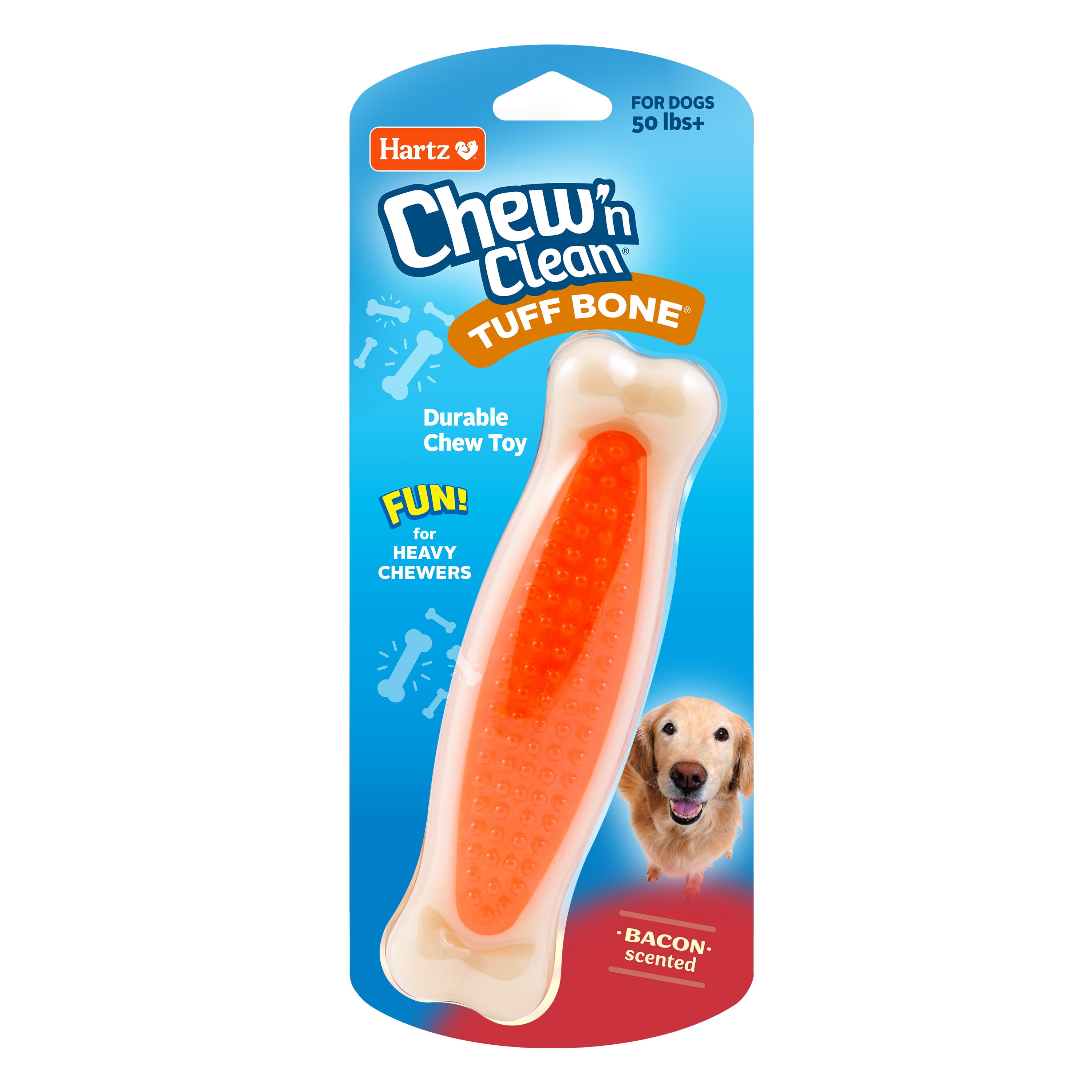 (2 pack) Hartz Chew 'n Clean Tuff Bone Dog Toy, Large, Color May Vary