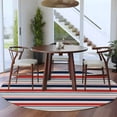 thumbnail image 4 of Red Navy Blue Striped 8' Round Area Rug, Farmhouse Stripes Modern Abstract Art Washable Non-Slip Large Circle Rugs for Living Room Bedroom, Soft Low Pile Rug Carpet for Dining Room Kitchen Farmhouse, 4 of 9