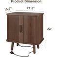 thumbnail image 2 of Alohappy Nightstand with Charging Station, Mid Century Night Stands, Fluted Bedside Table with Drawers & Shelves, 22.4" Large Modern End Table Side Table for Bedroom (Walnut, 1pc), 2 of 9