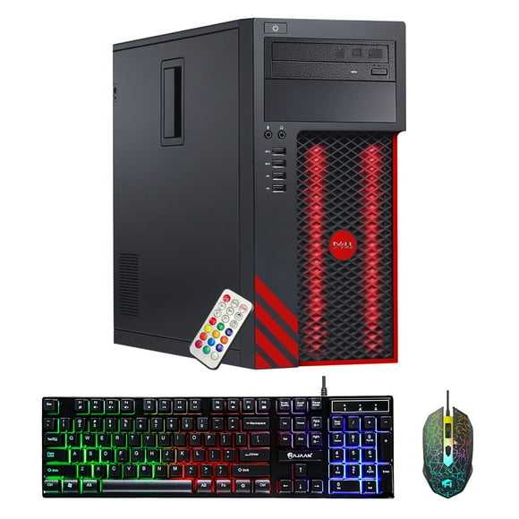Refurbished (Good) - Dell Precision Gaming Tower Computer PC with RGB Lights | Intel Quad Core i7-6700 3.40 GHz 16GB DDR4 RAM 1TB SSD | AMD Radeon RX 550 4GB | WiFi | Win 10
