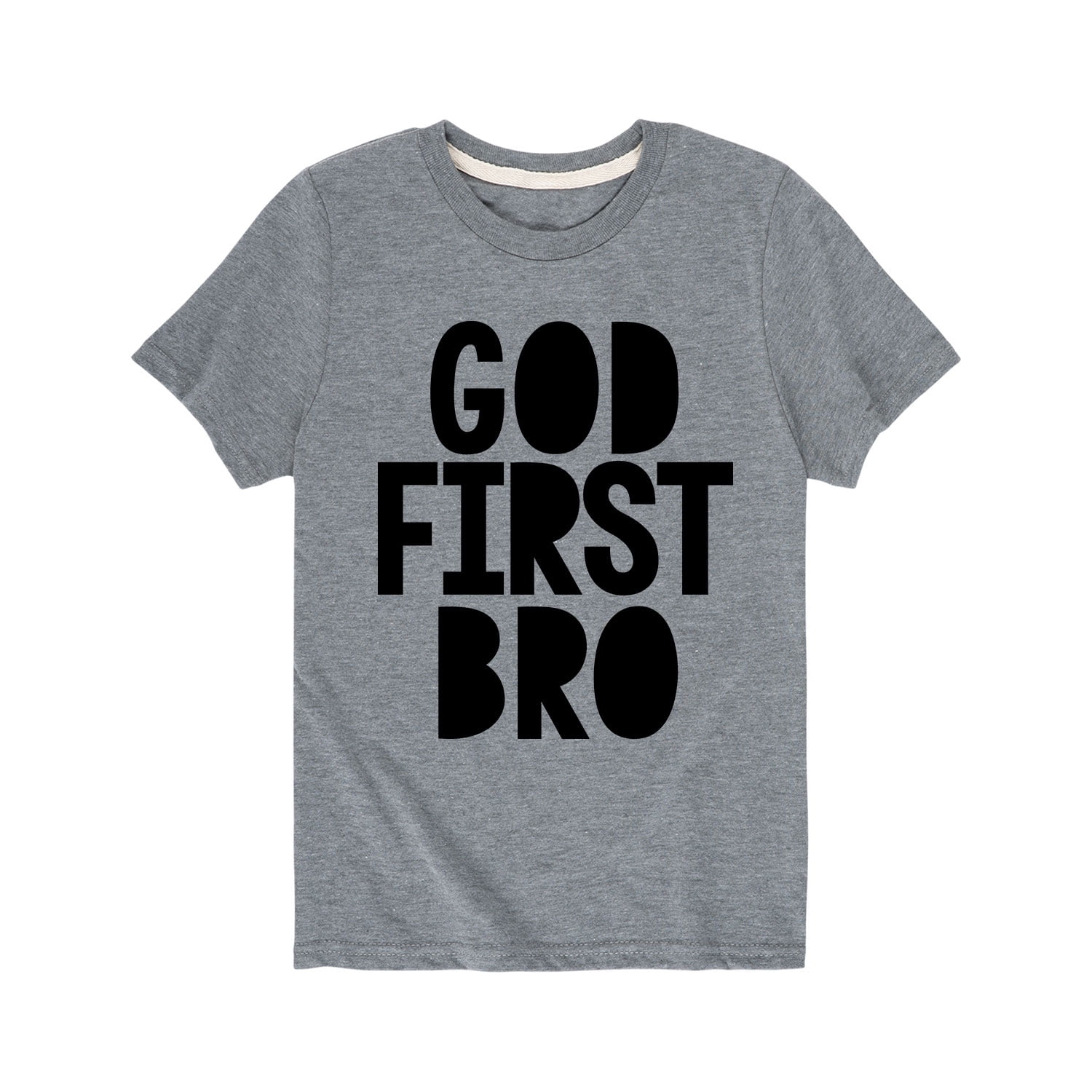 Solid Light - God First Bro - Toddler Short Sleeve Tee - Walmart.com ...