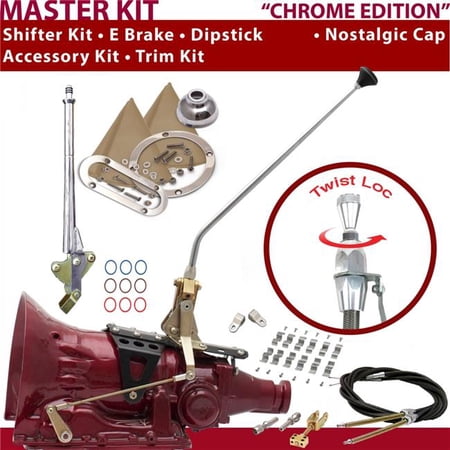 American Shifter C4 Shifter Kit Chrome 16 in. E Brake Cable Clamp Clevis Trim Kit Dipstick for F7689