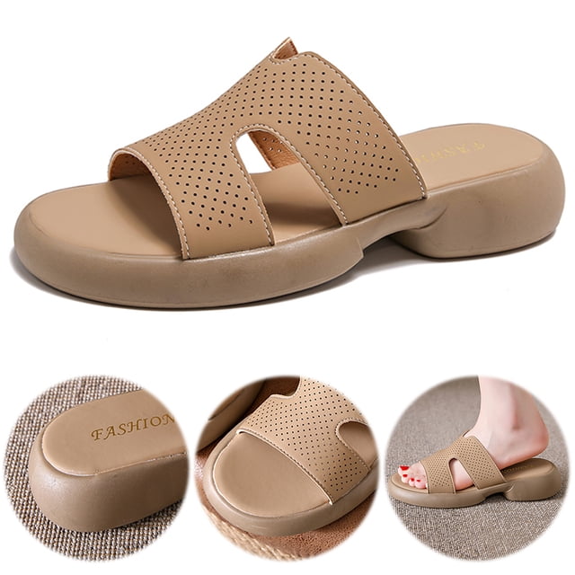 Zapatos Planos Casuales Sandalias Con Punta Abierta para Mujer Cómodas Antideslizantes Viajes Al Aire Libre
