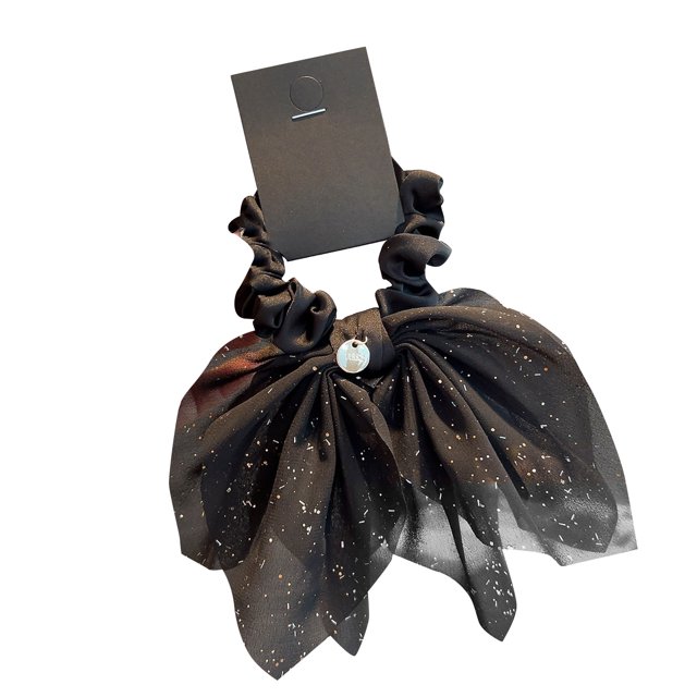 Coleteros para el pelo con lazo de malla brillante con lazo, coleteros para niñas y mujeres, color negro