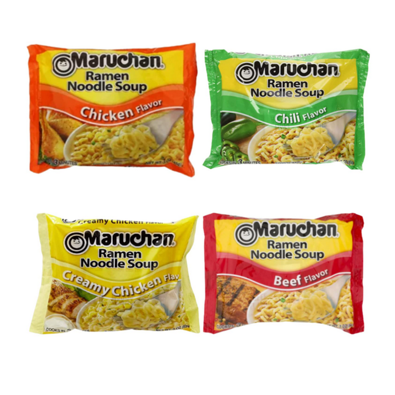  Ramen Noodle Chicken, Beef, Shrimp, and Pork Variety, 3 Ounce ( Pack of 24) - with Make Your Day Sporks : Grocery & Gourmet Food