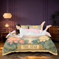thumbnail image 3 of Homewish Gold Star Rainbow Bedding, Chic Lotus Duvet Cover Full, Pink Reversible 3 Pieces, 1 Duvet Cover and 2 Pillowcases, 3 of 6